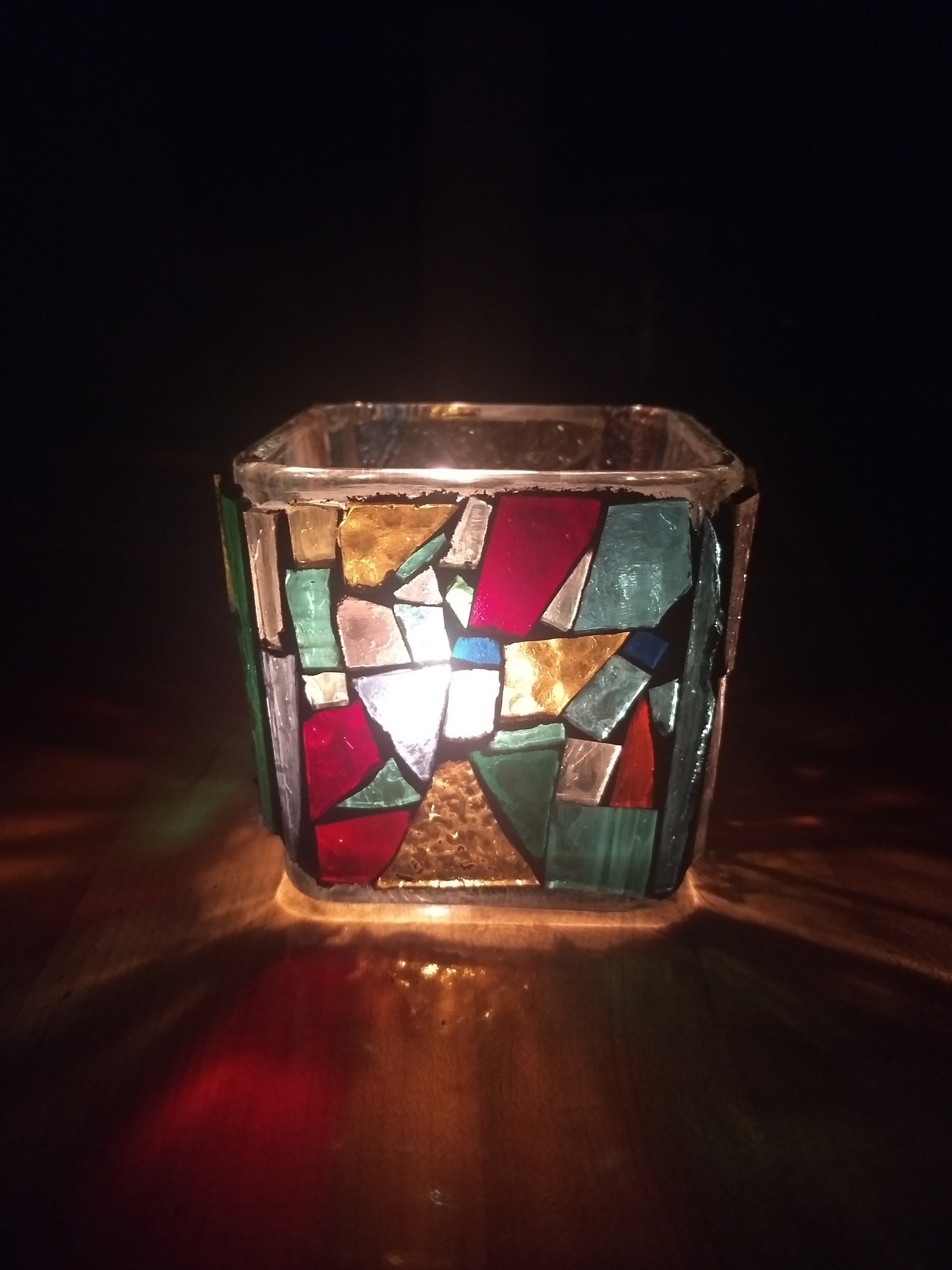 Colorful Glass Mosaic Candle Holder or Lamp