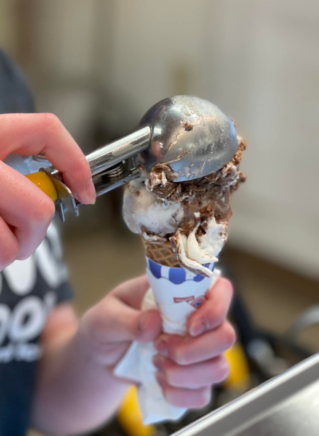 Waffle cone filled with premium ice cream treats in Anoka, Minnesota