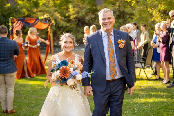Bride and Groom smiling after wedding ceremony