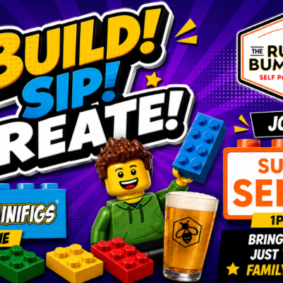 Build! Sip! Create! with Bricks and Minifigs Champlin & Blaine